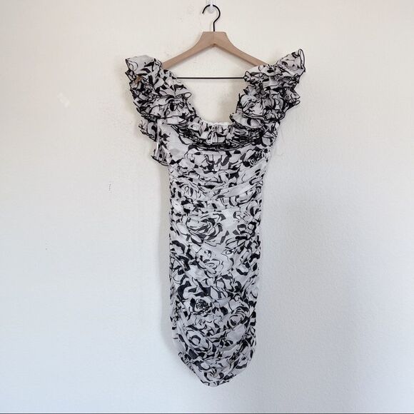 ALEXANDRE VAUTHIER Black And White Ruffled Mini Dress - Picture 10 of 13